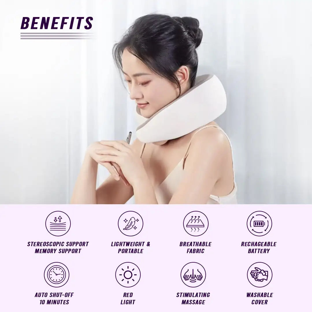 Heated Neck Massager Travel Pillow Deep Tissue Kneading