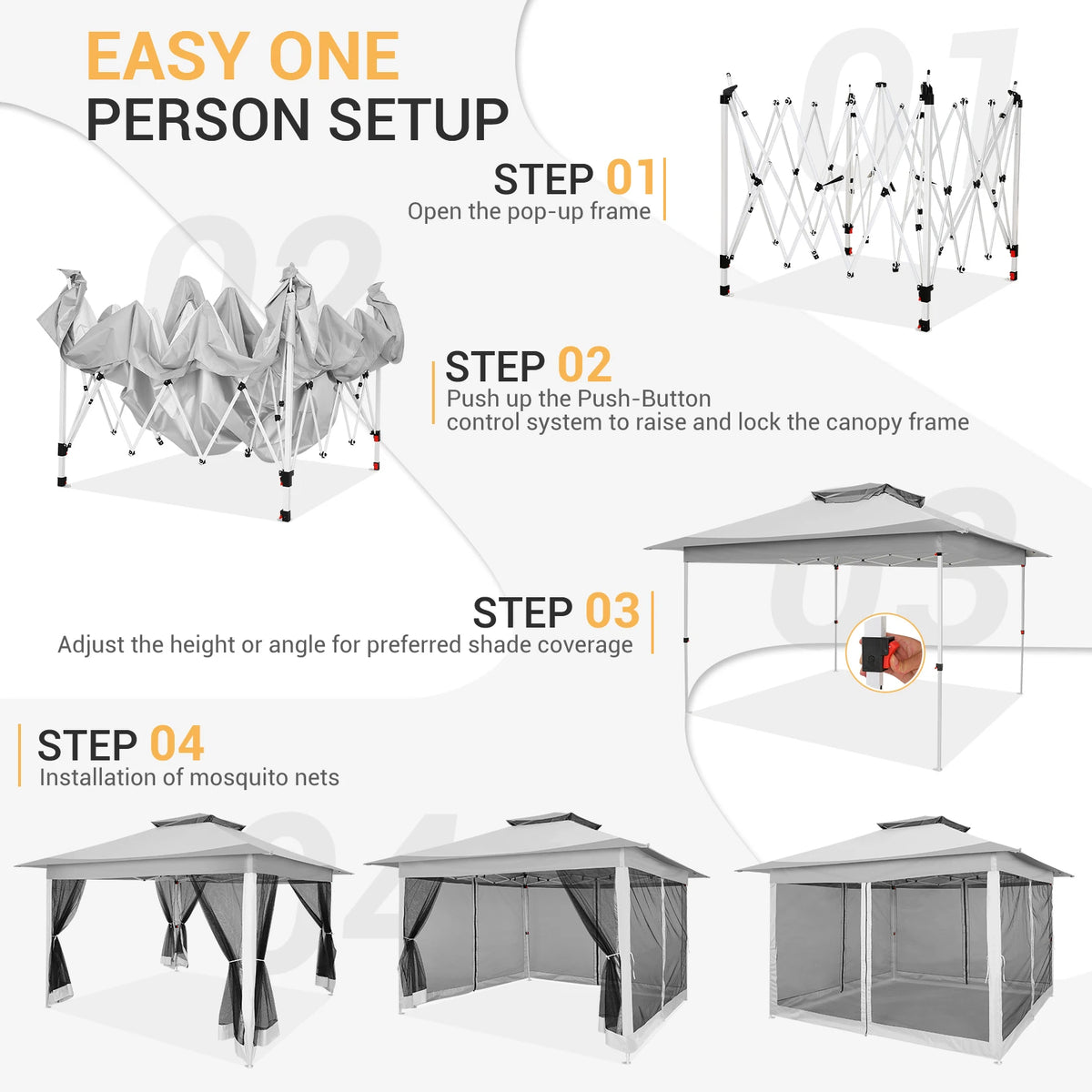 12x12ft Pop Up Gazebo Canopy Tent Easy Set Up