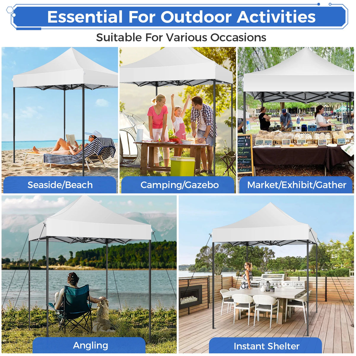 6.6x6.6FT Pop up Canopy Tent Heavy Duty Without Sidewalls,