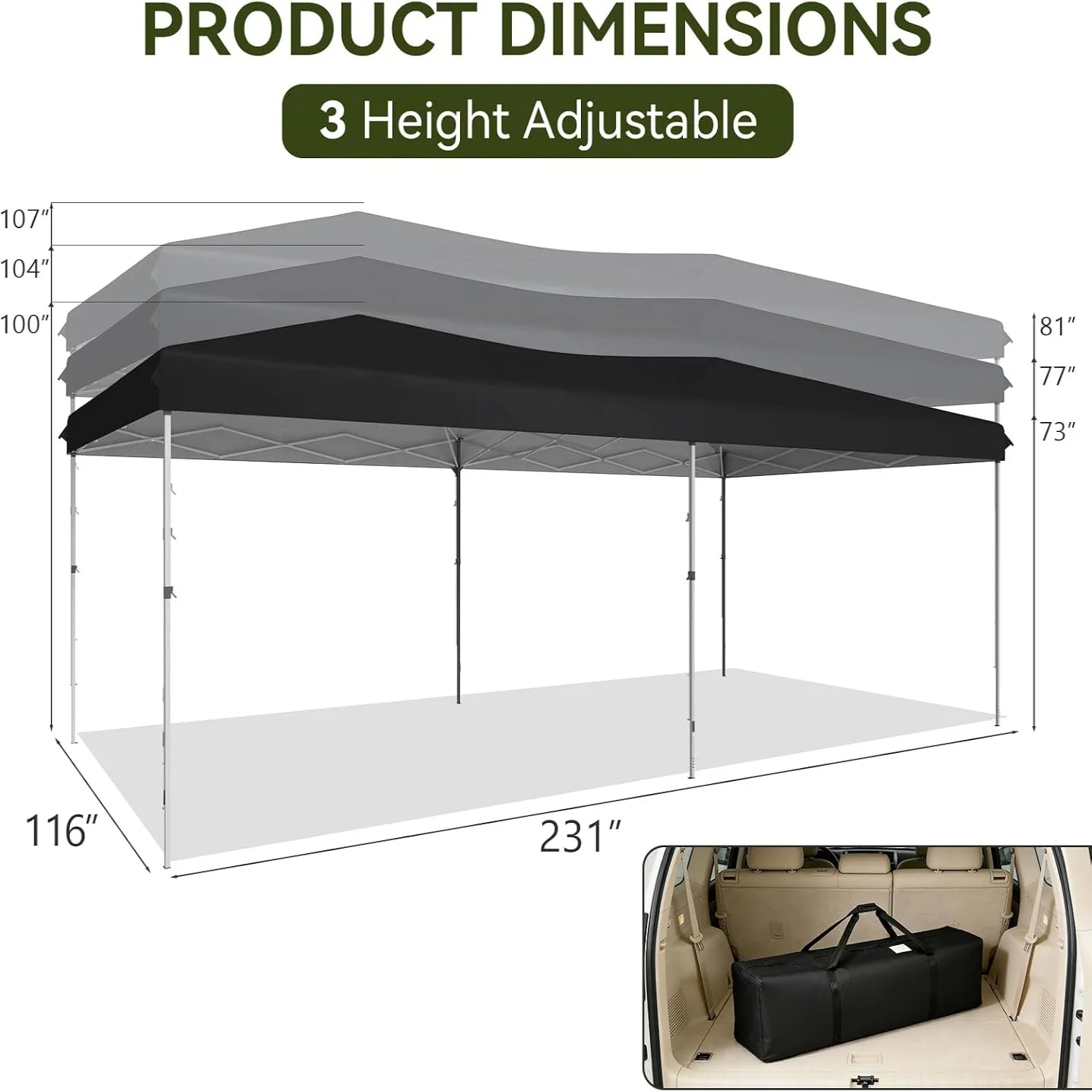 Aoxun 10x20ft Pop Up Gazebo With Sides Waterproof Outdoor Canopy