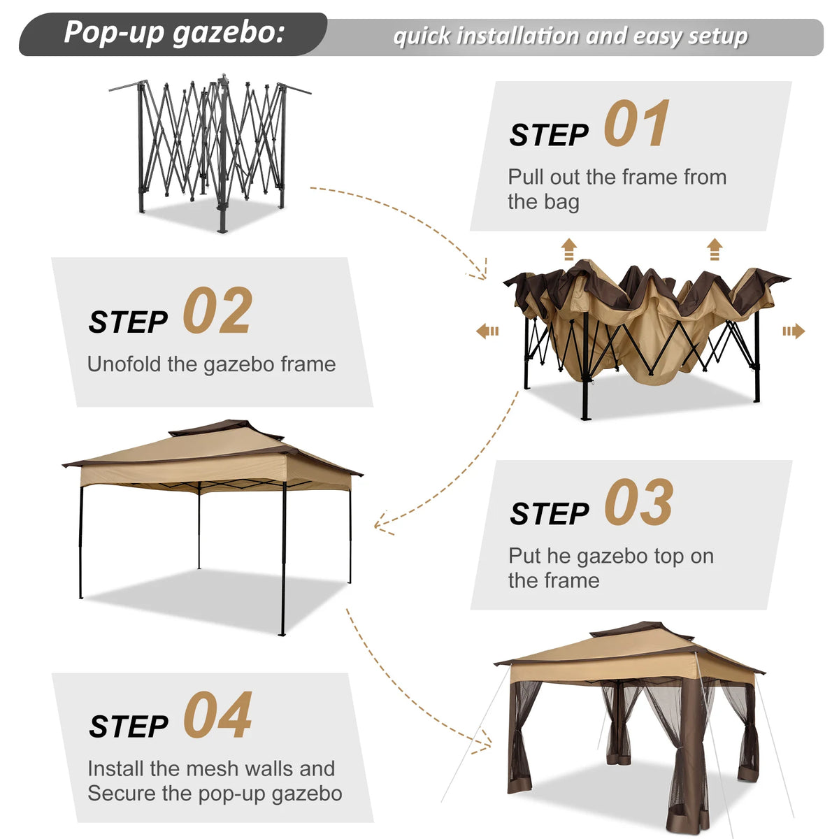 12x12FT Pop Up Gazebos On Clearance