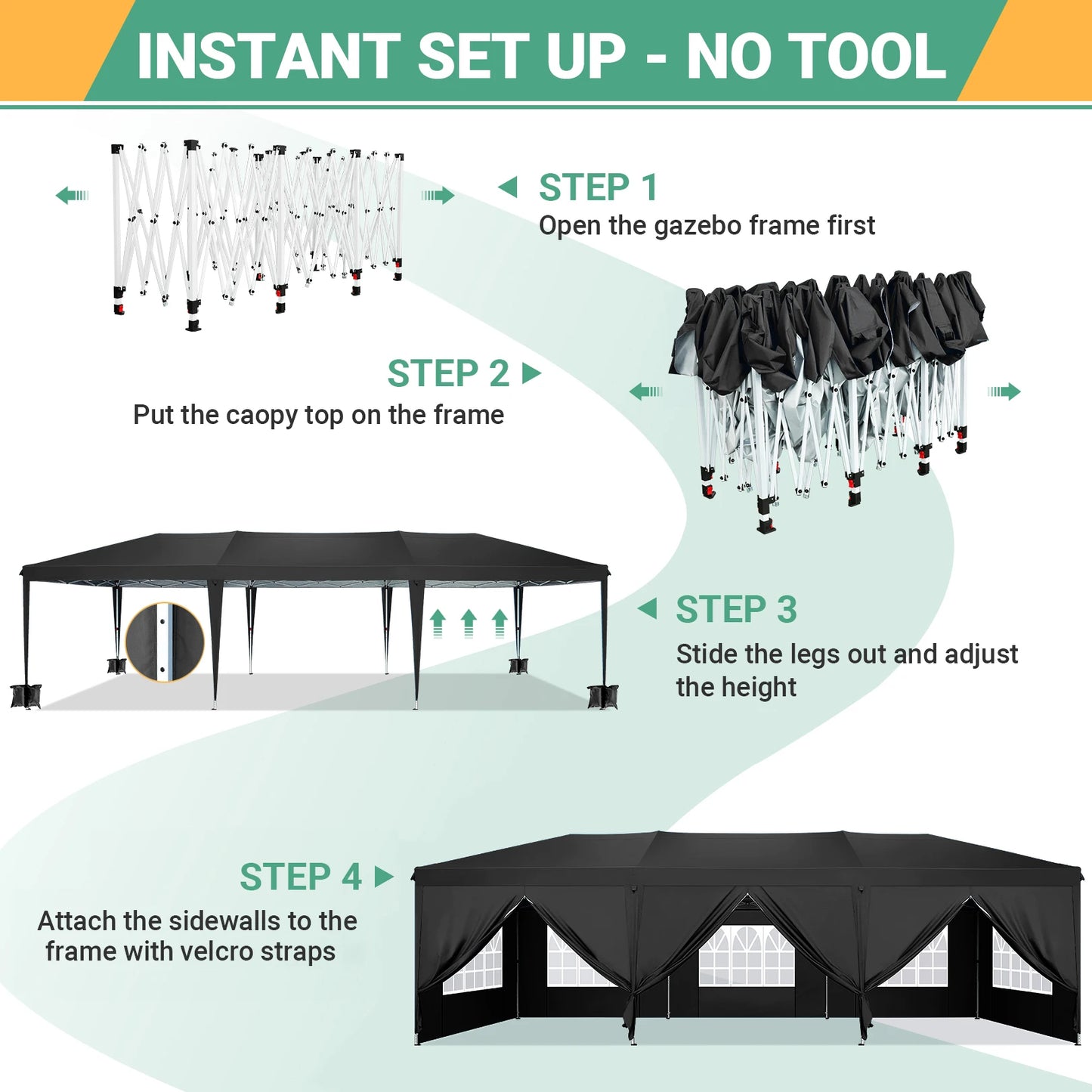 10x30ft Pop Up Canopy Tent with 8 Sidewalls