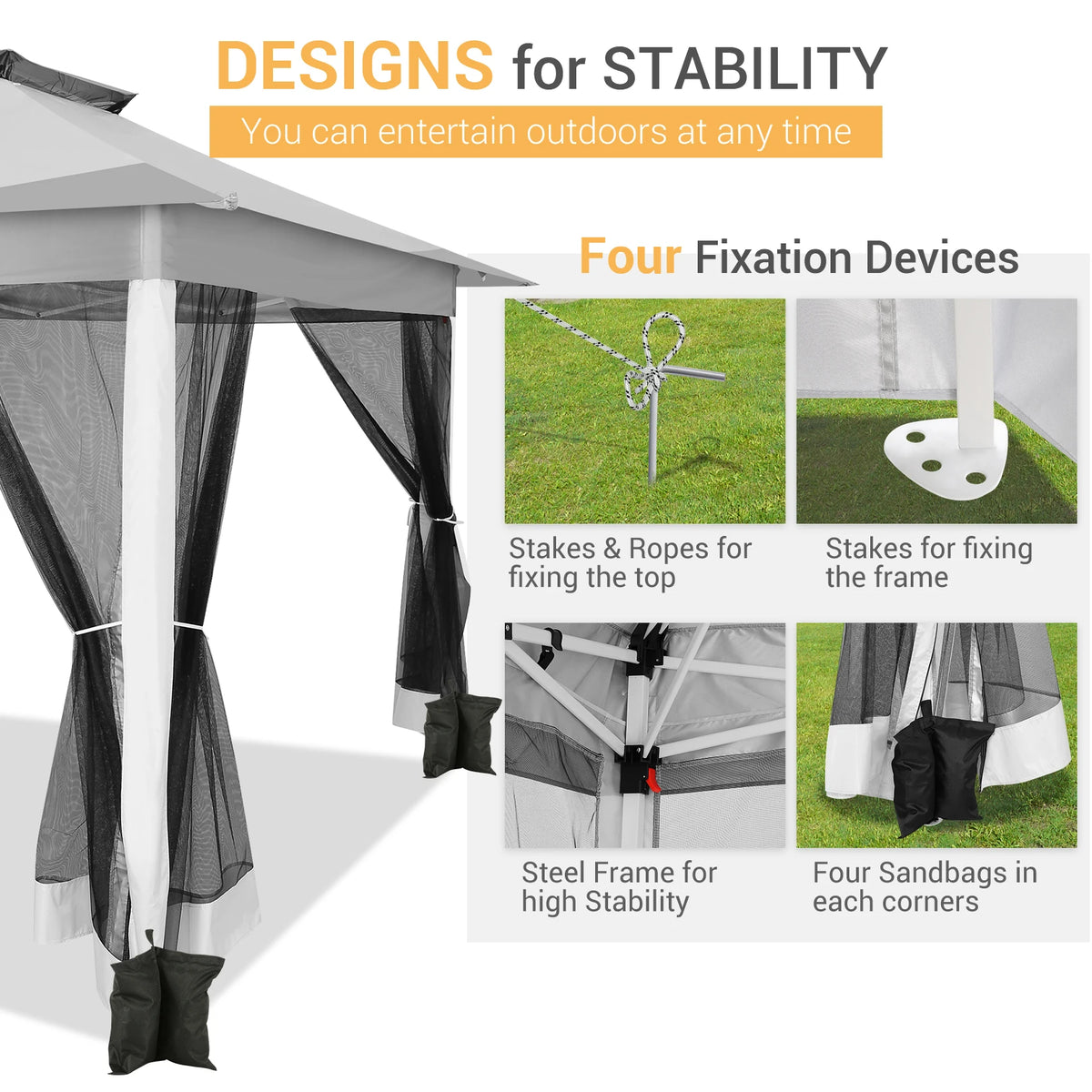 12x12ft Pop Up Gazebo Canopy Tent Easy Set Up