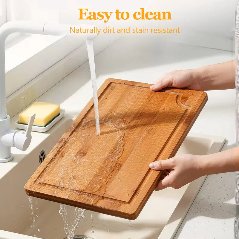 3-Piece Bamboo Cutting Boards (S/M/L), Juice Grooves & Non-Slip Handles