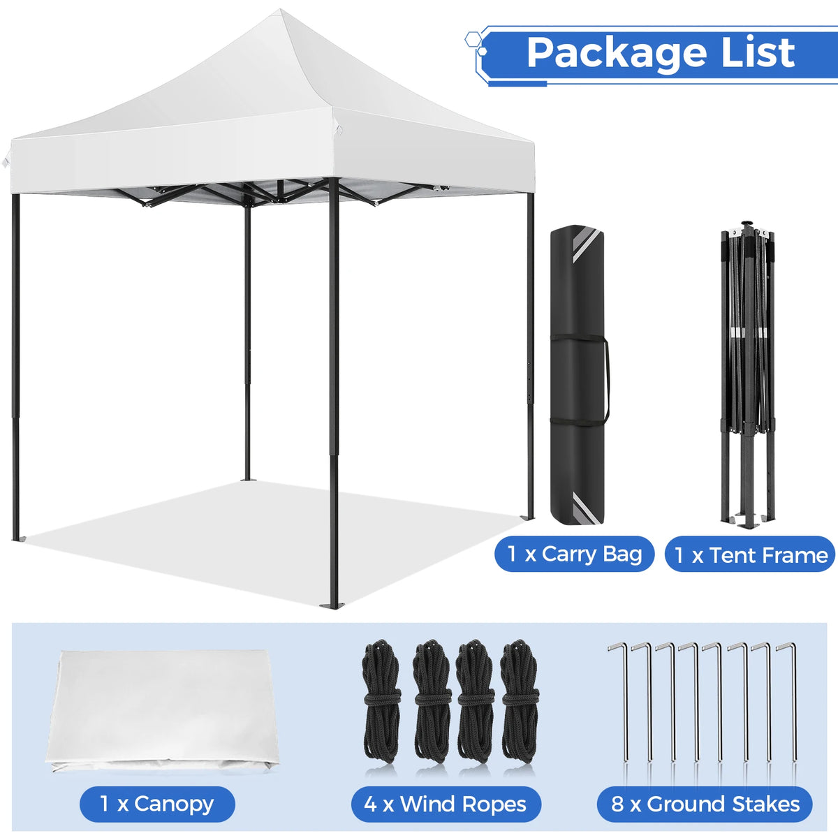 6.6x6.6FT Pop up Canopy Tent Heavy Duty Without Sidewalls,
