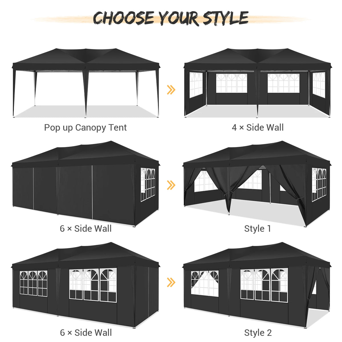 10x20 FT Pop up Canopy Tent with Sidewalls,