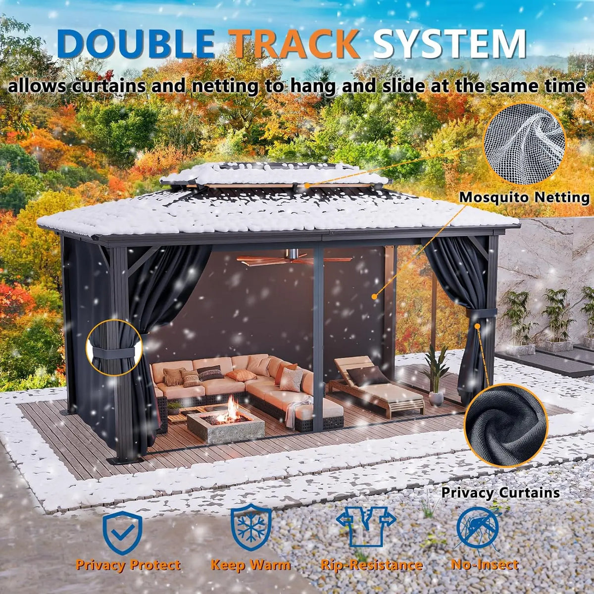 10x15 Hardtop Gazebo Heavy Duty Galvanized Steel Metal Roof,Hard Top