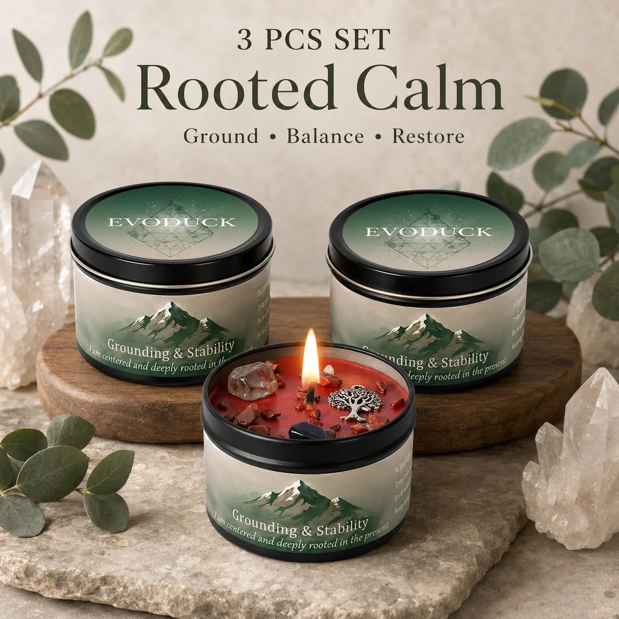 3Pcs Grounding & Stability Scented Candle Set,