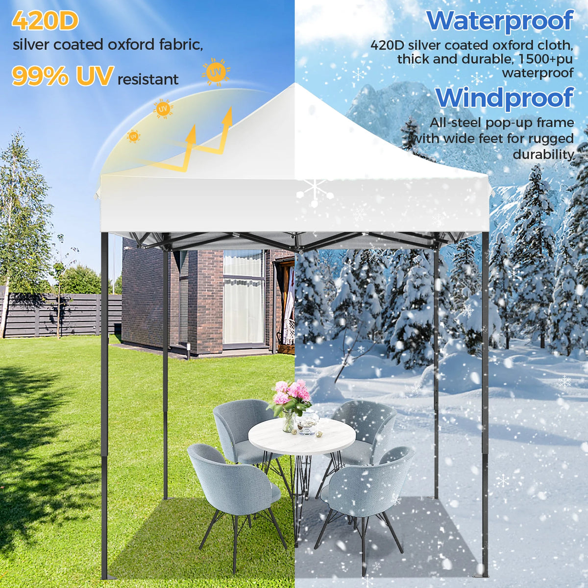 6.6x6.6FT Pop up Canopy Tent Heavy Duty Without Sidewalls,