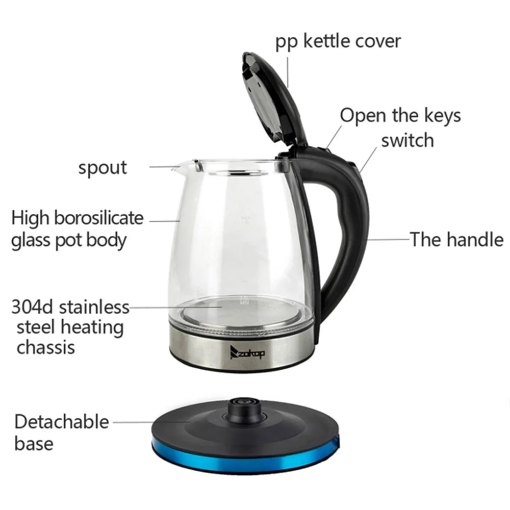HD-1861-A 110V 1200W 1.8L Electric Glass Kettle