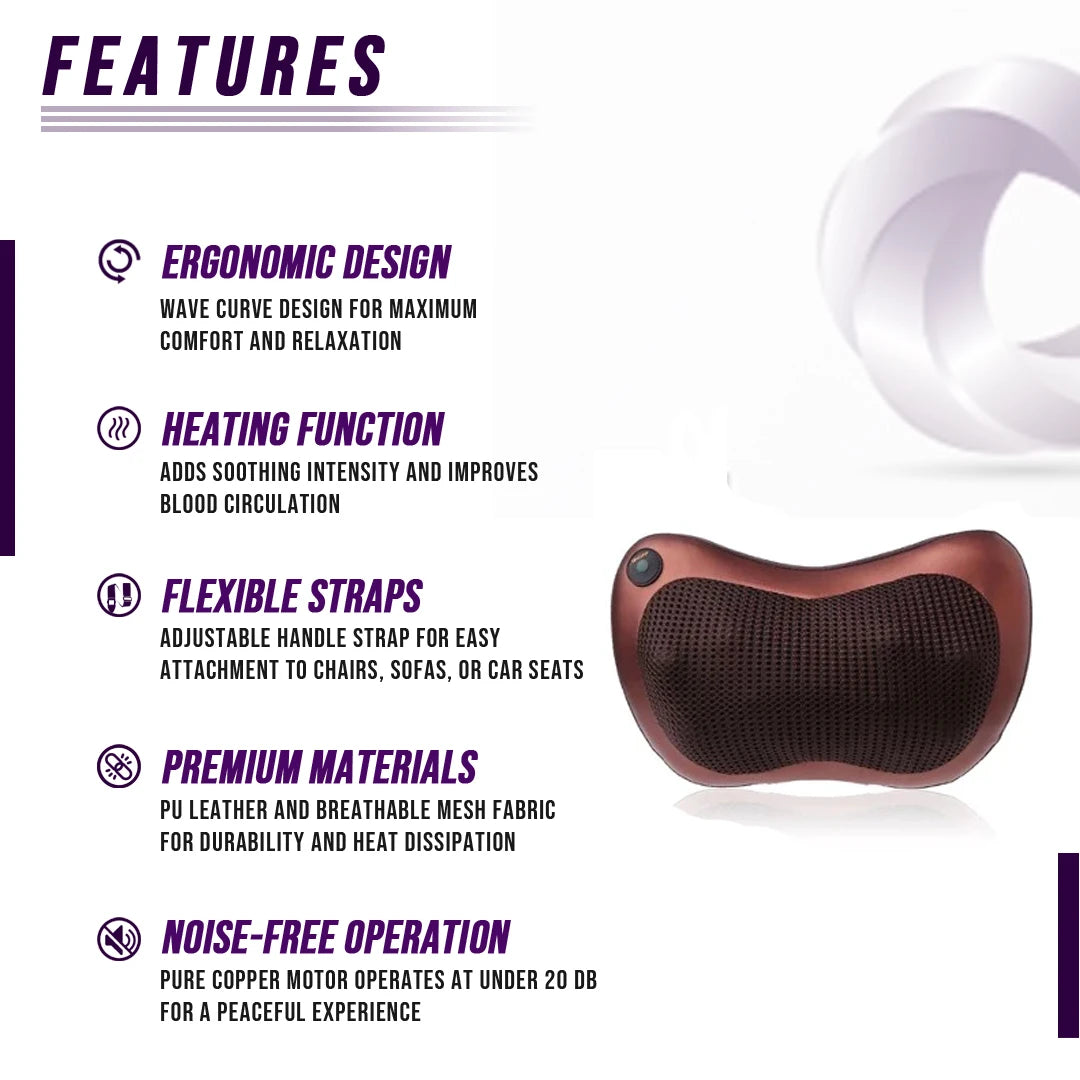 Kneading Neck and Back Massager with Infrared Heat Car Seat