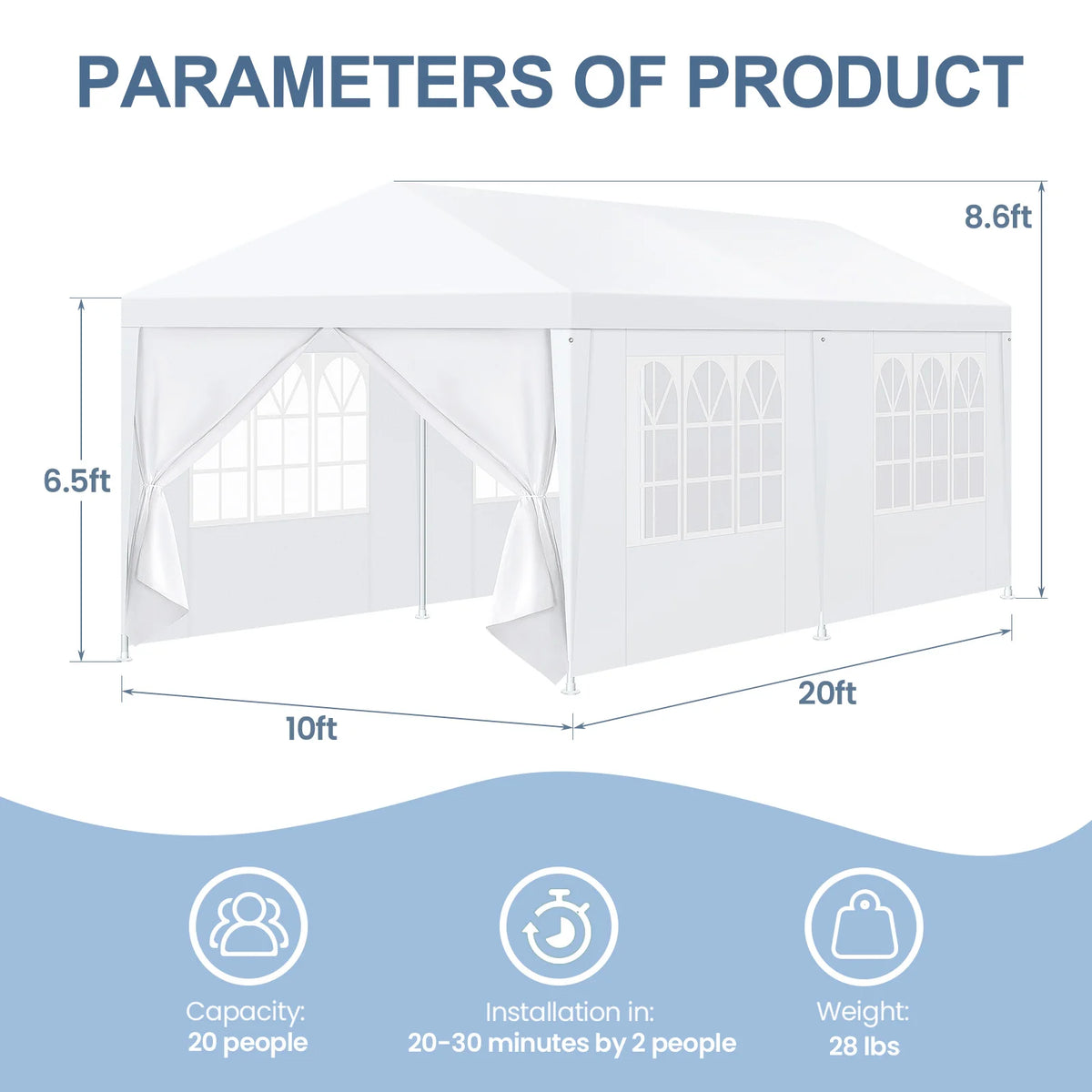10x30/10x20/10x10ft Canopy Party Tent  Sidewalls