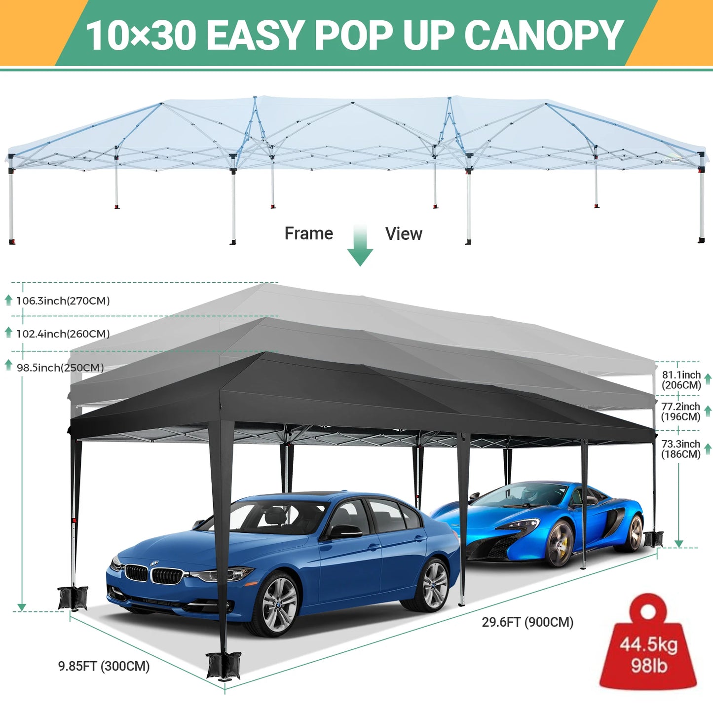 10x30ft Pop Up Canopy Tent with 8 Sidewalls