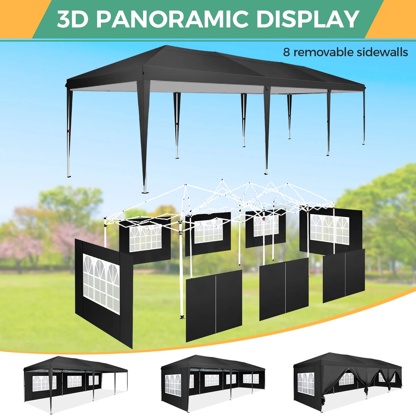 10x30ft Pop Up Canopy Tent with 8 Sidewalls