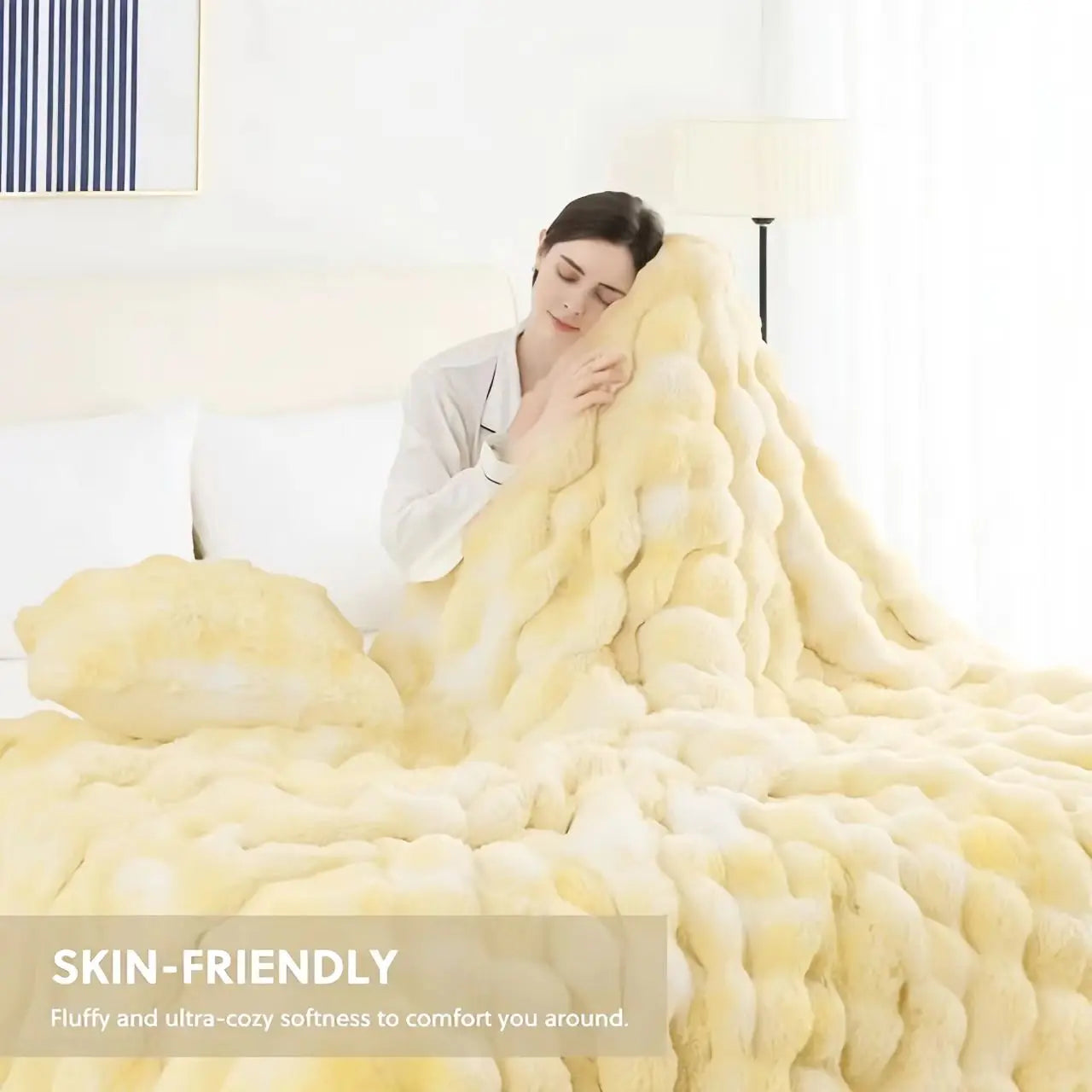 Soft Cozy Faux Fur Rabbit Blanket, Warm Thick