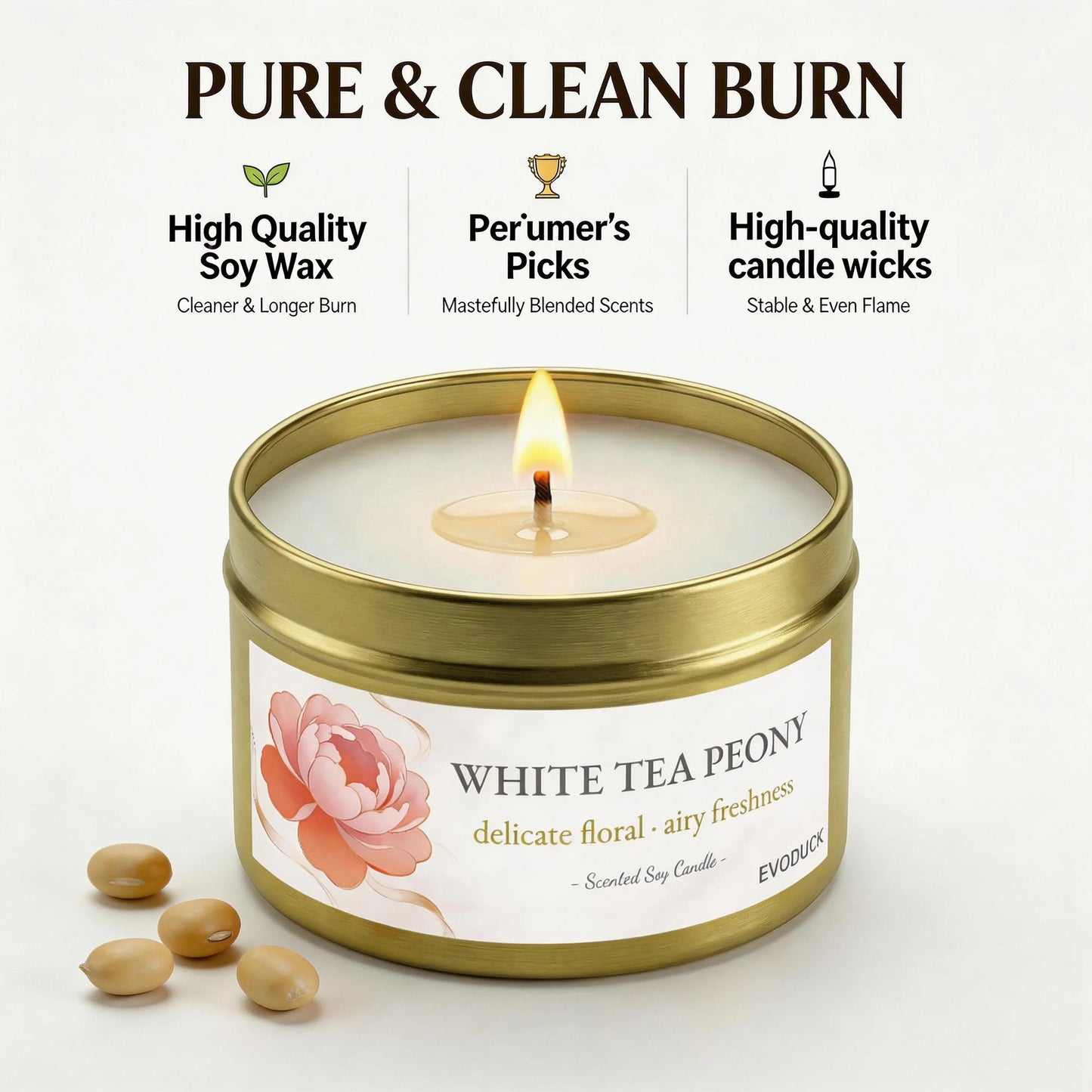 4Pcs Floral Scented Candle Set  Natural Soy Wax Tin Candles