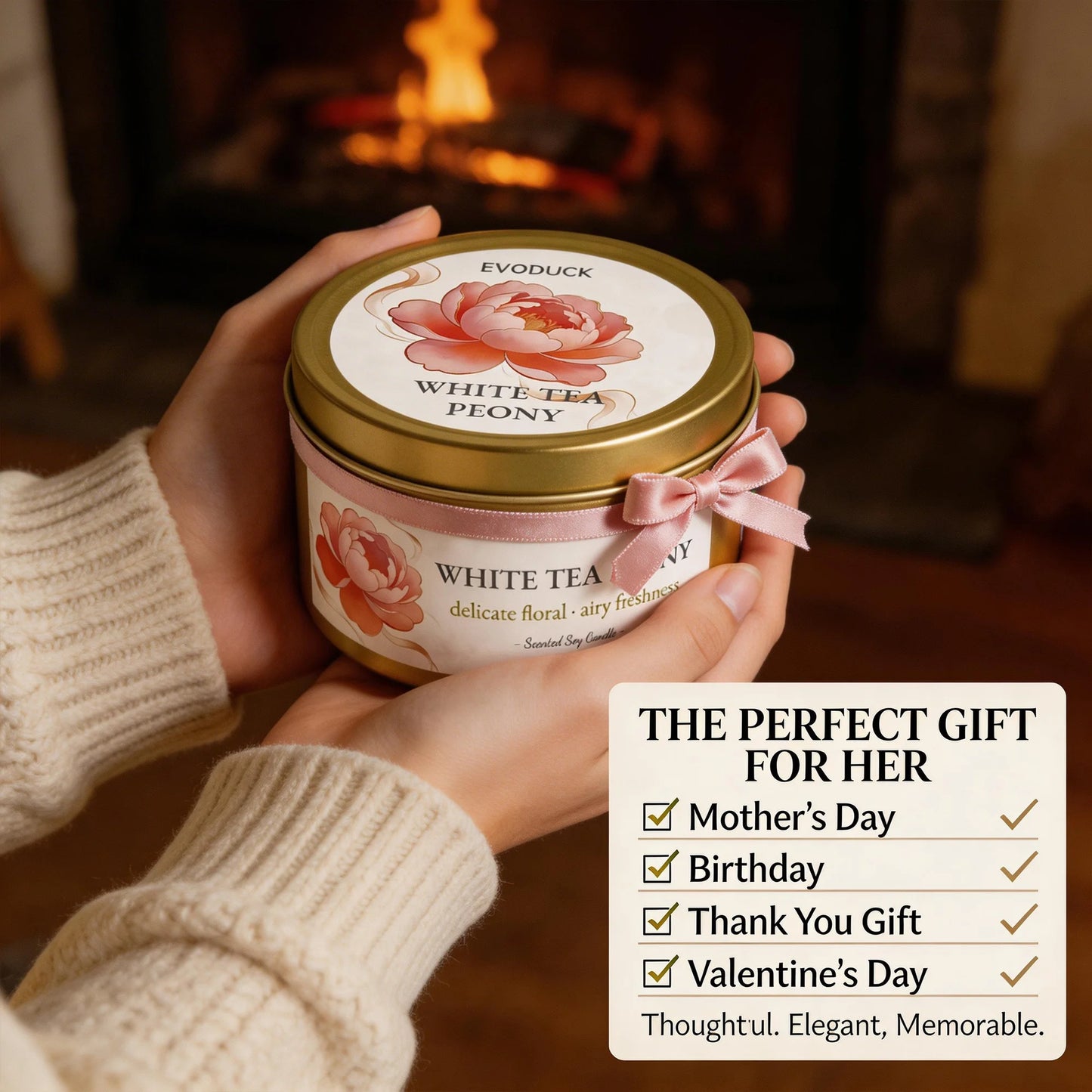 4Pcs Floral Scented Candle Set  Natural Soy Wax Tin Candles