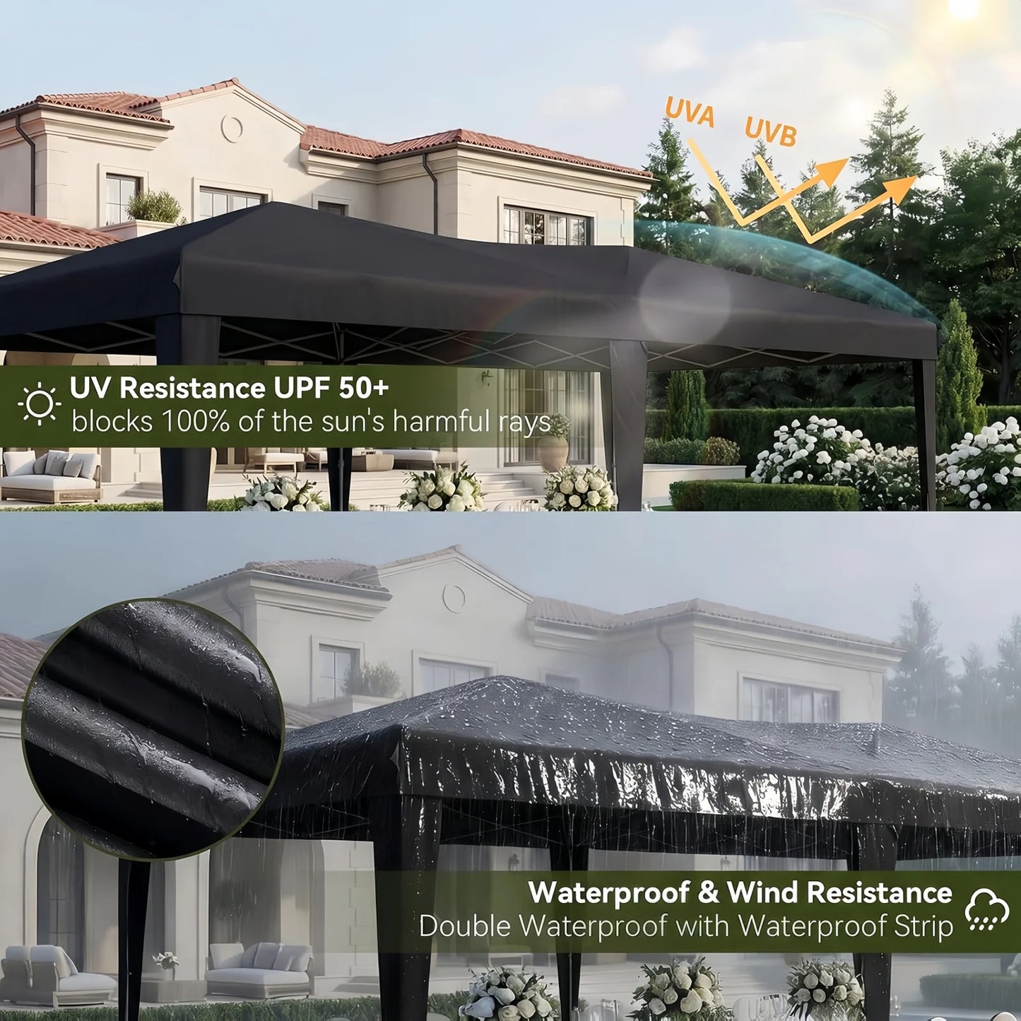 Aoxun 10x20ft Pop Up Gazebo With Sides Waterproof Outdoor Canopy