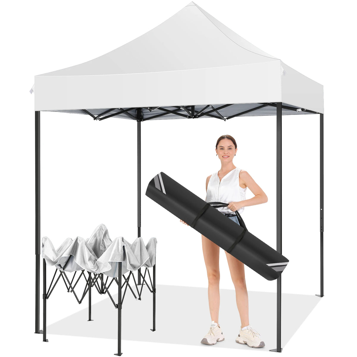 6.6x6.6FT Pop up Canopy Tent Heavy Duty Without Sidewalls,