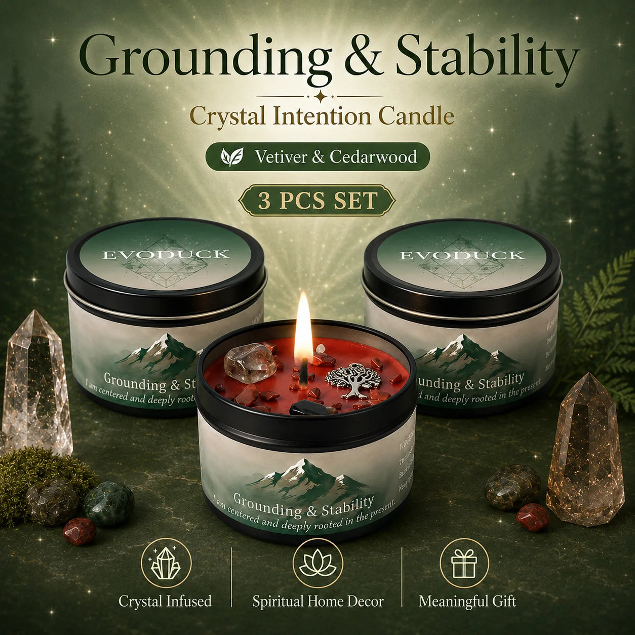 3Pcs Grounding & Stability Scented Candle Set,