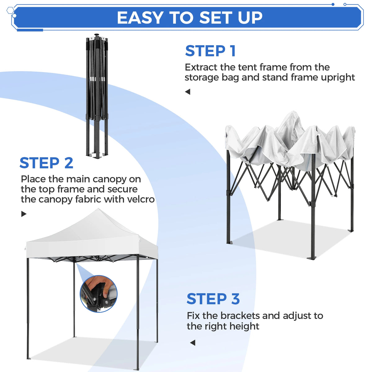 6.6x6.6FT Pop up Canopy Tent Heavy Duty Without Sidewalls,