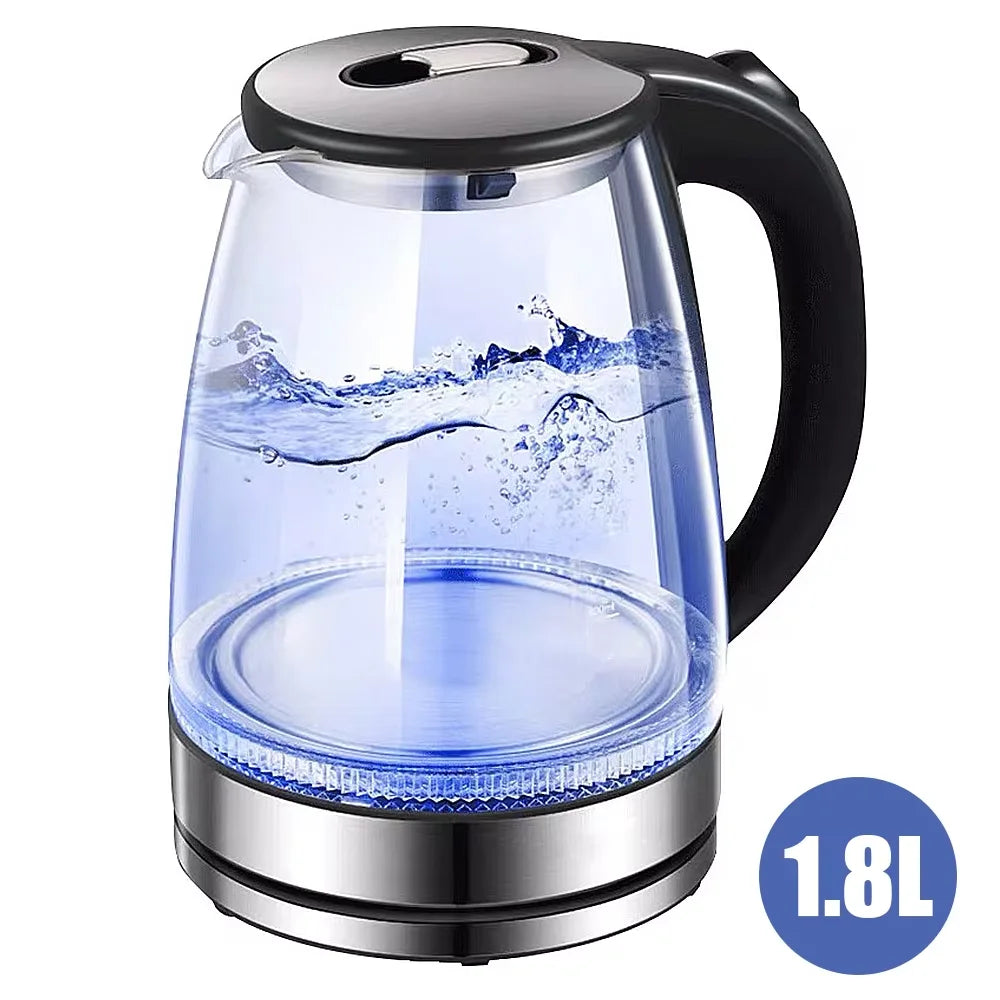 Wasserkocher Glas 2.0L LED Edelstahl 1800W