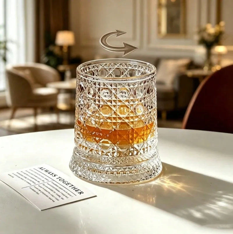 Two Whiskey Glasses, 360-Degree Rotating,