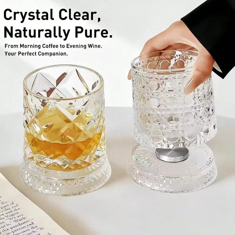 Two Whiskey Glasses, 360-Degree Rotating,