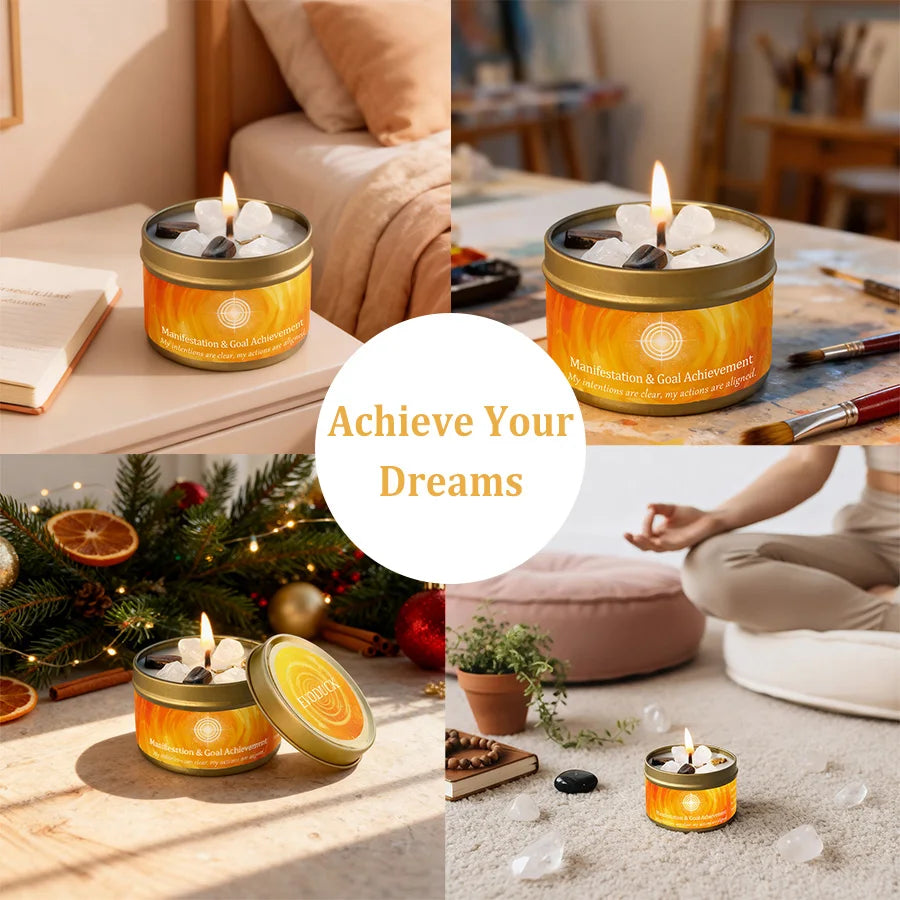 3Pcs Manifestation & Goal Achievement Cinnamon & Sandalwood Scented Soy Candles