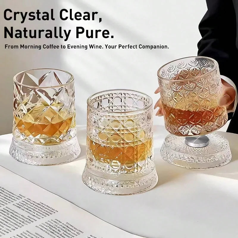 Two Whiskey Glasses, 360-Degree Rotating,