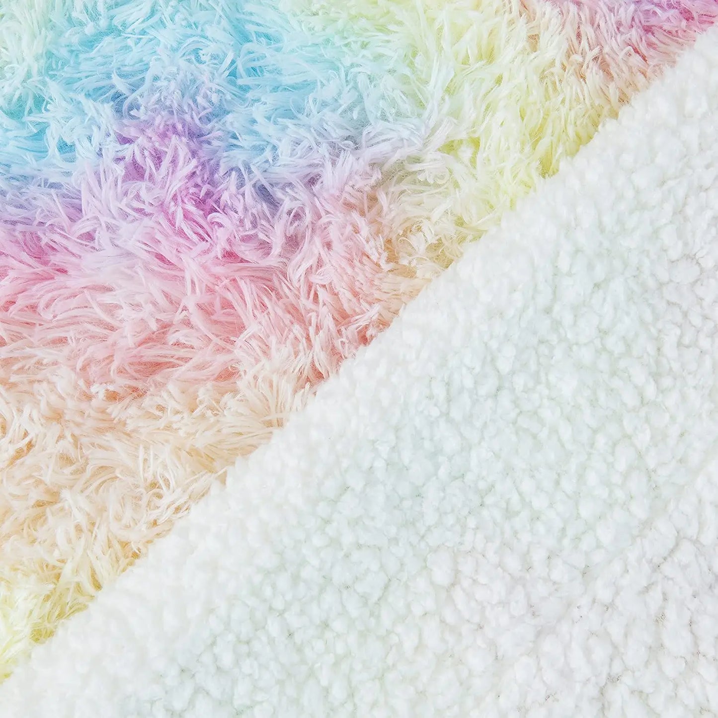 Soft Fuzzy Rainbow Blanket, Throw Blankets