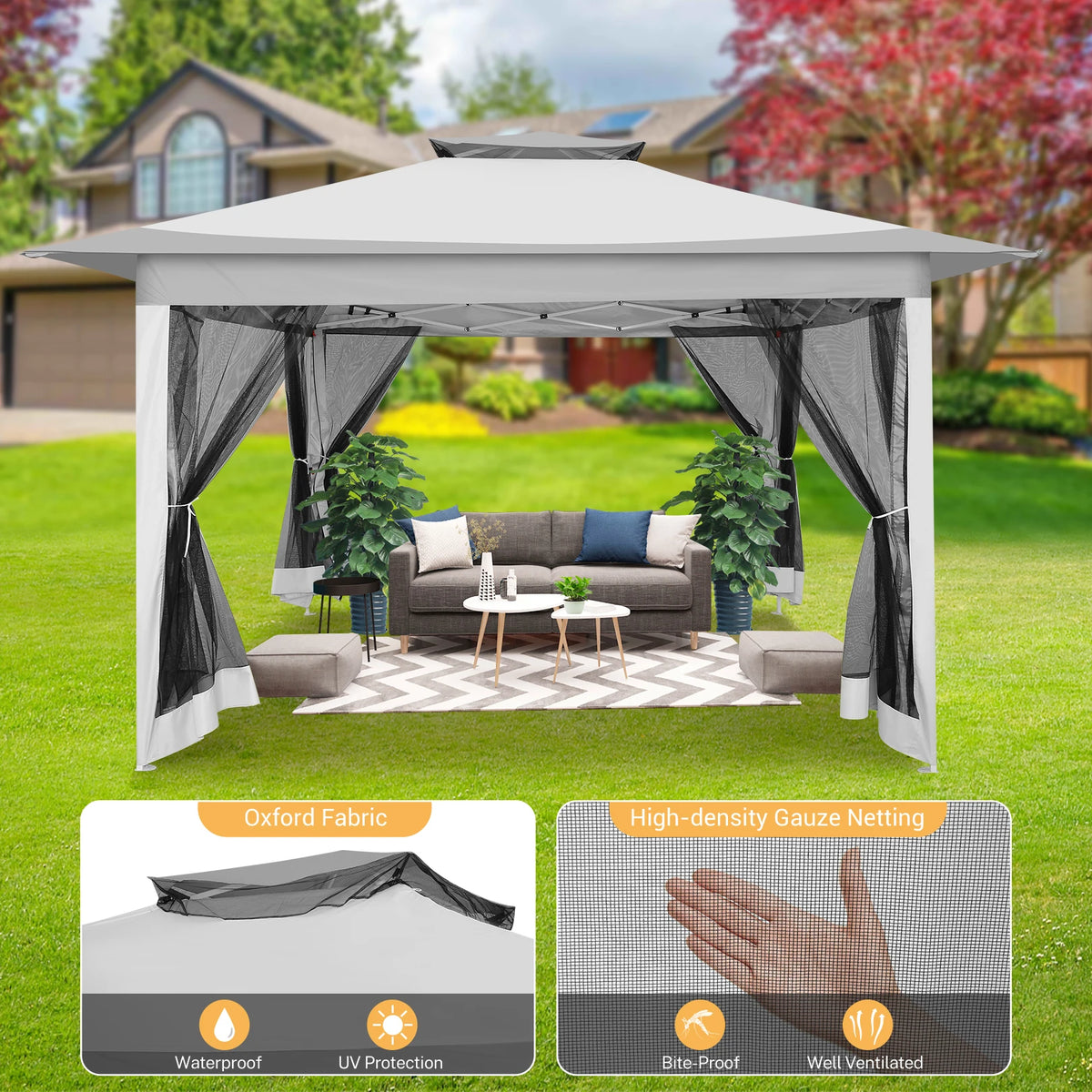 12x12ft Pop Up Gazebo Canopy Tent Easy Set Up