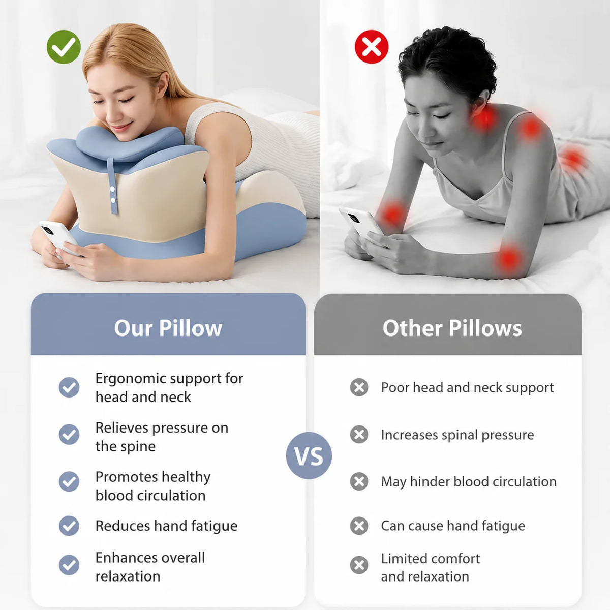 Memory Foam Prone Reading Pillow Relieve Neck Arm Fatigue
