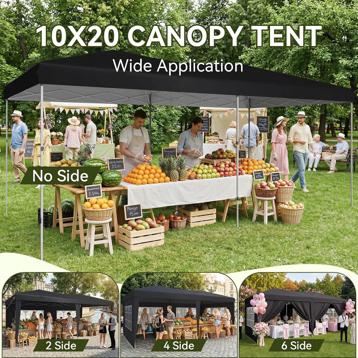 Aoxun 10x20ft Pop Up Gazebo With Sides Waterproof Outdoor Canopy