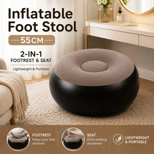 1PC Inflatable Foot Rest Ottoman - Pouf 2-in-1 Seat Stool