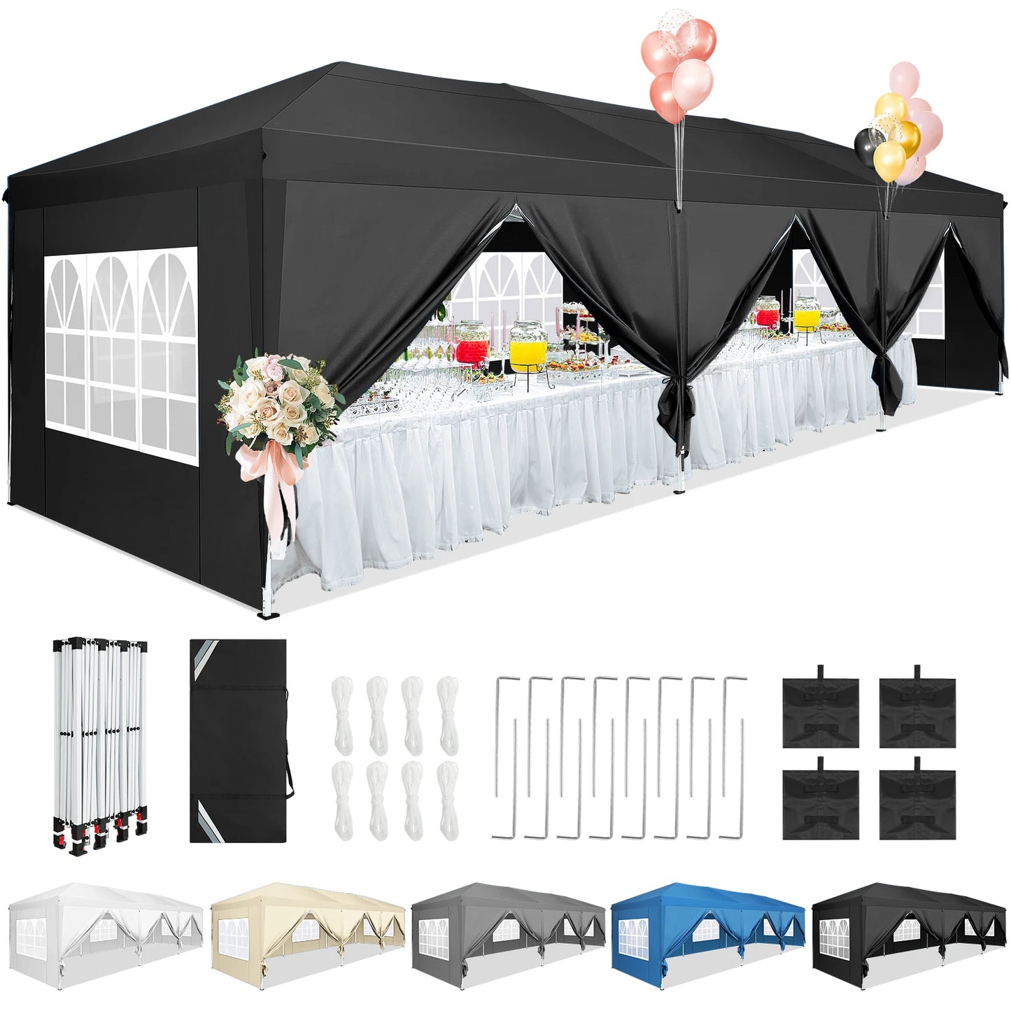 10x30ft Pop Up Canopy Tent with 8 Sidewalls