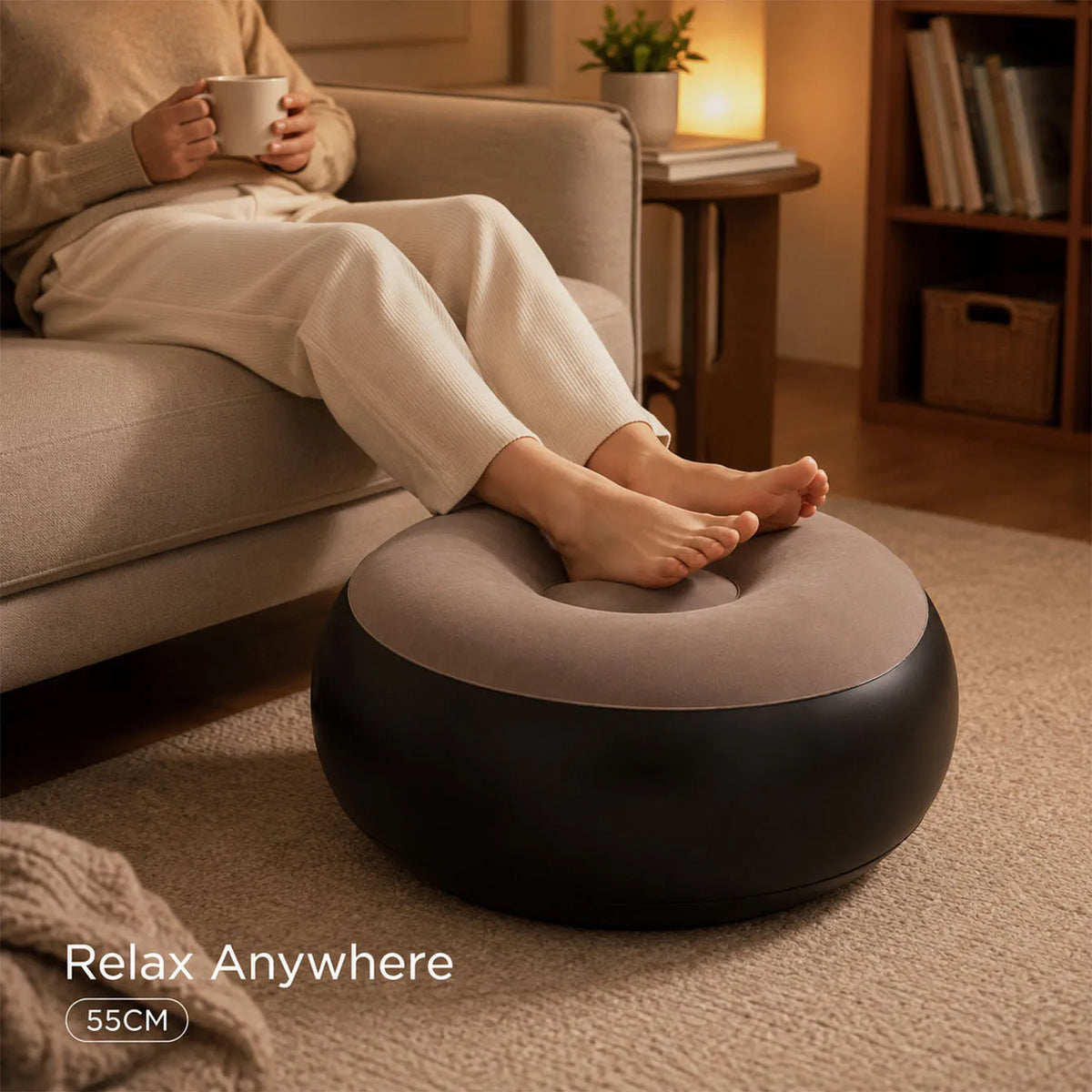 1PC Inflatable Foot Rest Ottoman - Pouf 2-in-1 Seat Stool