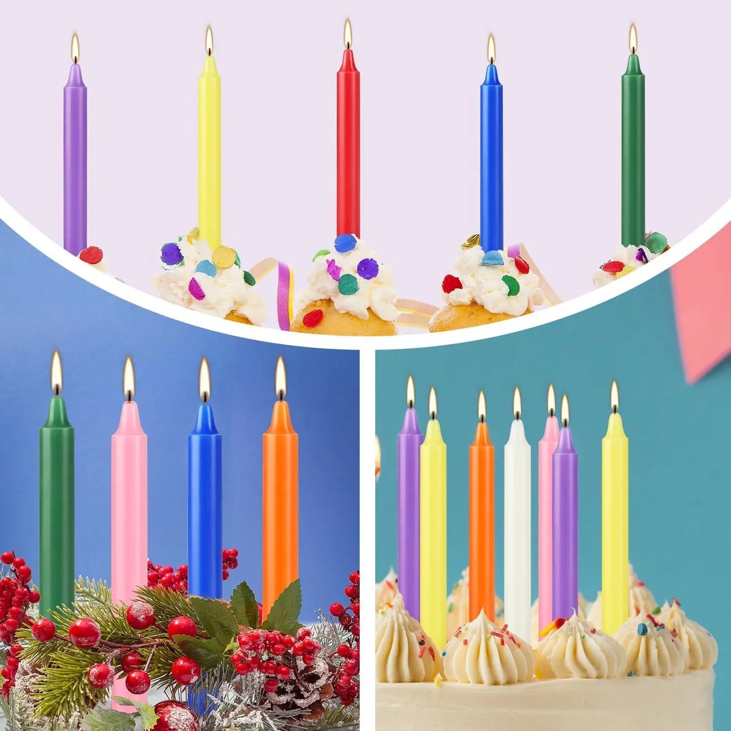 40 Pack Mini Taper Spell Candle-4 Inch Multi-Colored Candles