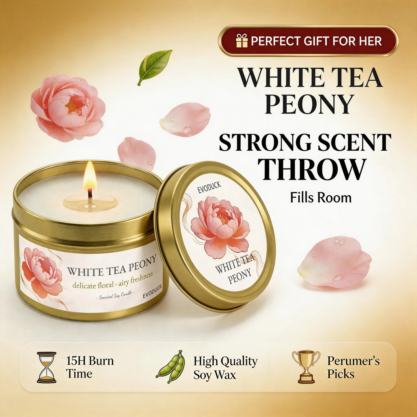 4Pcs Floral Scented Candle Set  Natural Soy Wax Tin Candles