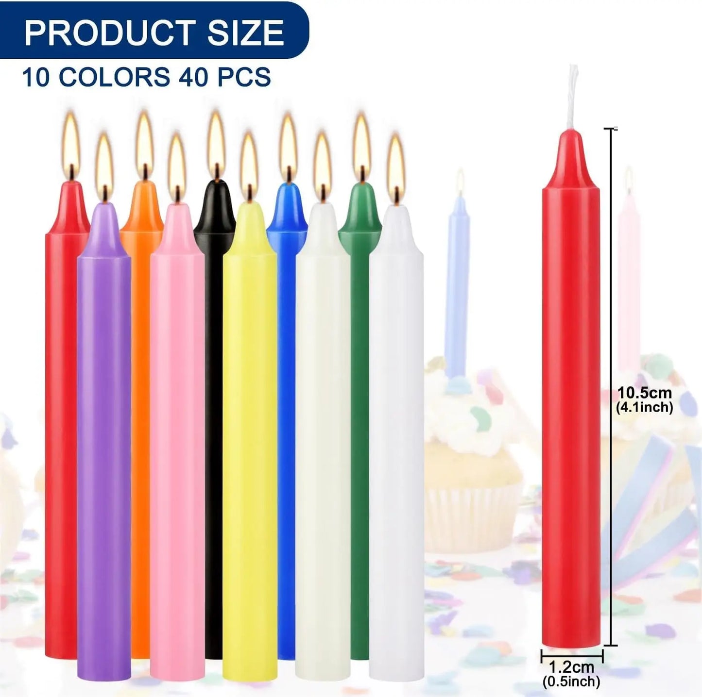 40 Pack Mini Taper Spell Candle-4 Inch Multi-Colored Candles