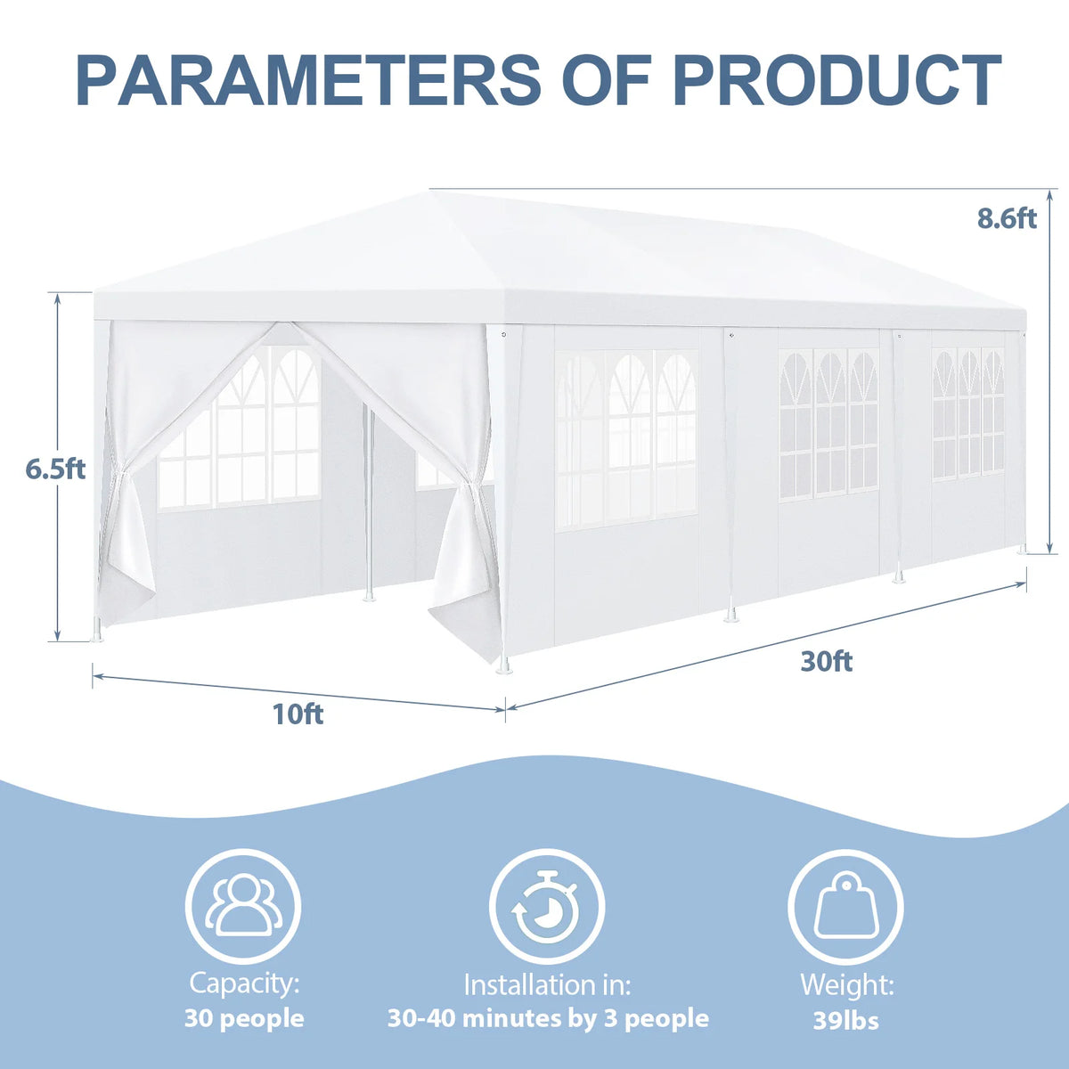 10x30/10x20/10x10ft Canopy Party Tent  Sidewalls