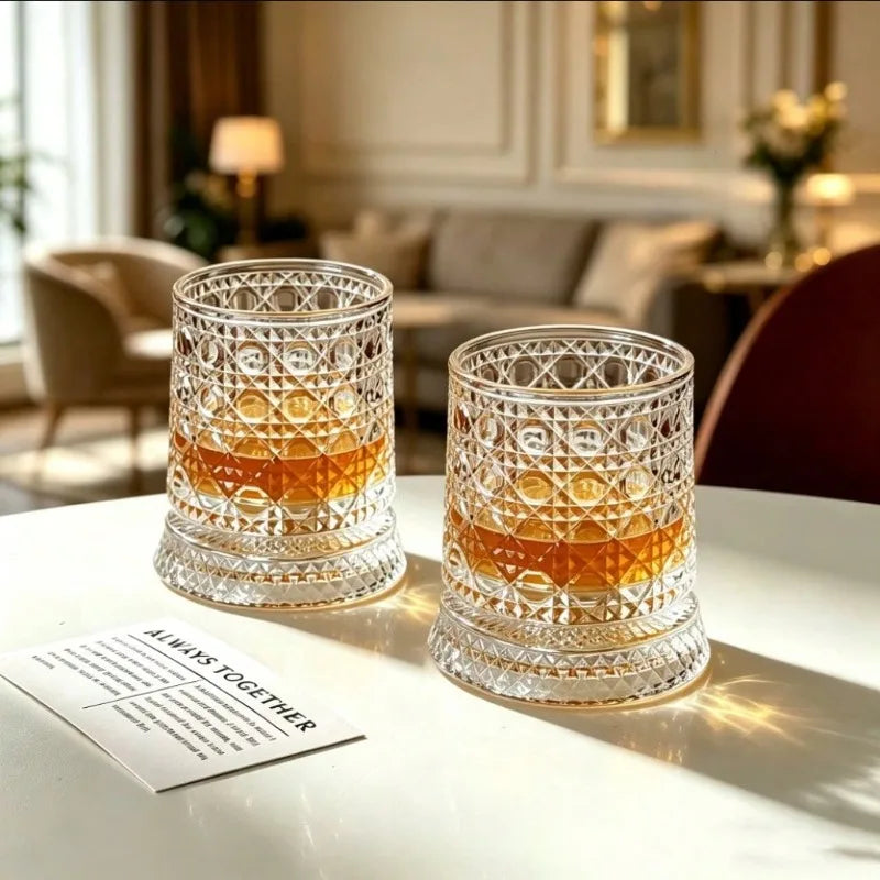 Two Whiskey Glasses, 360-Degree Rotating,