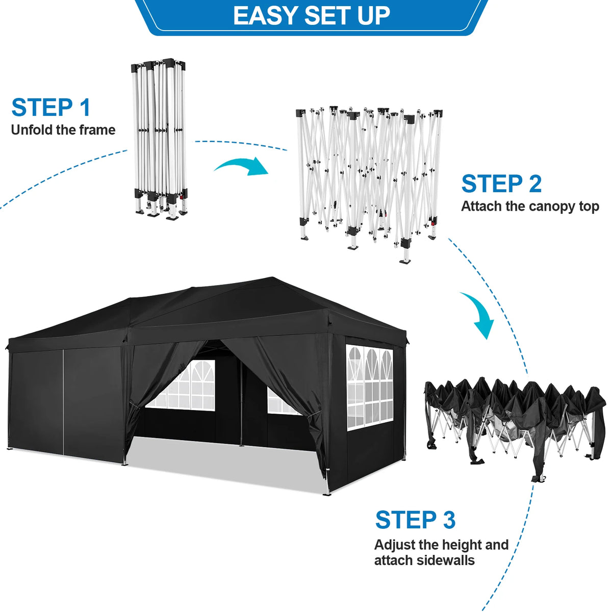 10x20 FT Pop up Canopy Tent with Sidewalls,