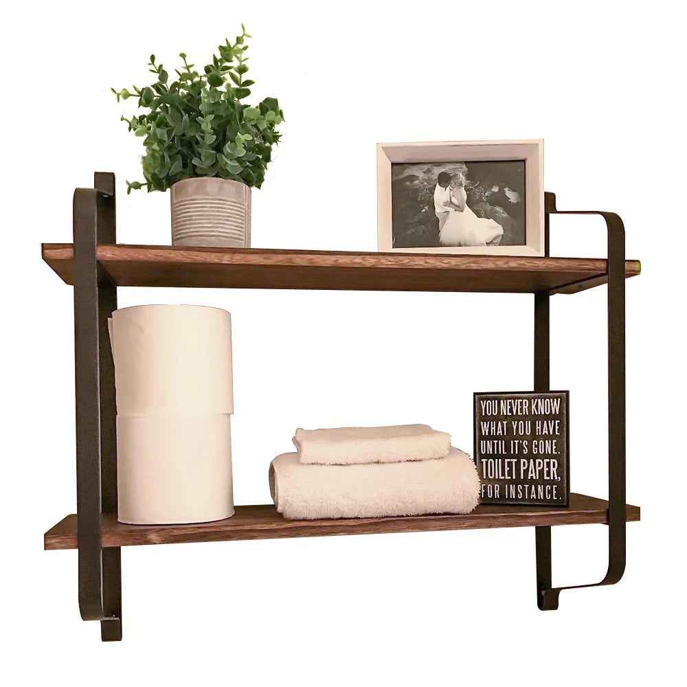 Large Rustic Industrial Pipe Wall Floating Shelf Wooden
