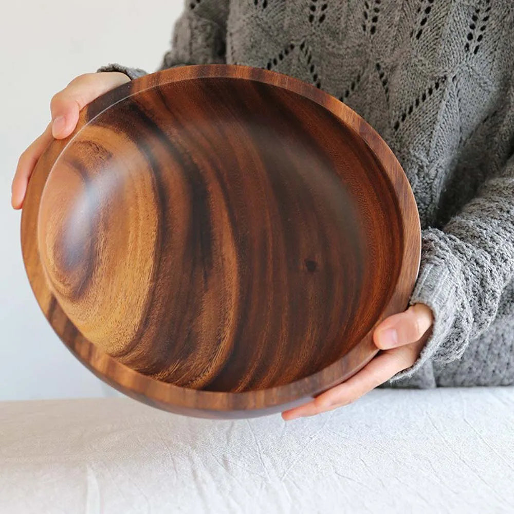Natural Hand-Made Wooden Salad Bowl Acacia Wood