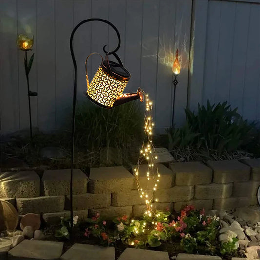 Solar LED Garden Lawn Lamp Creative Watering Can Sprinkles Star