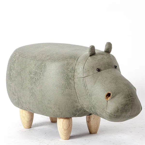 Hippo Shaped Animal Ottoman Storage Footrest  Hippo Stool Pouf