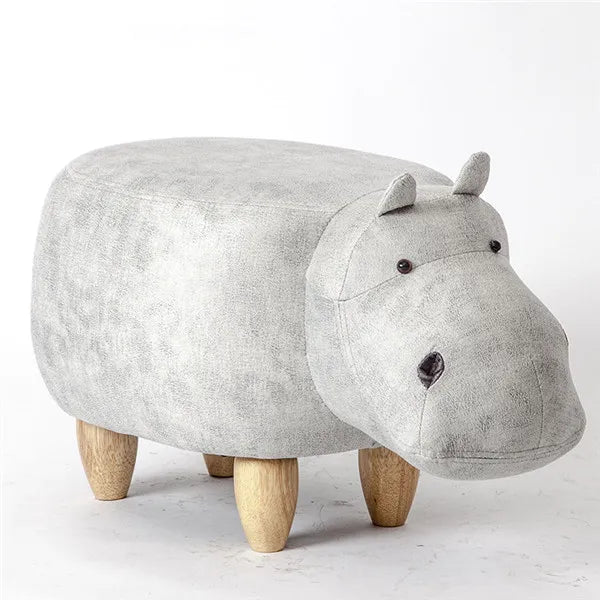 Hippo Shaped Animal Ottoman Storage Footrest  Hippo Stool Pouf
