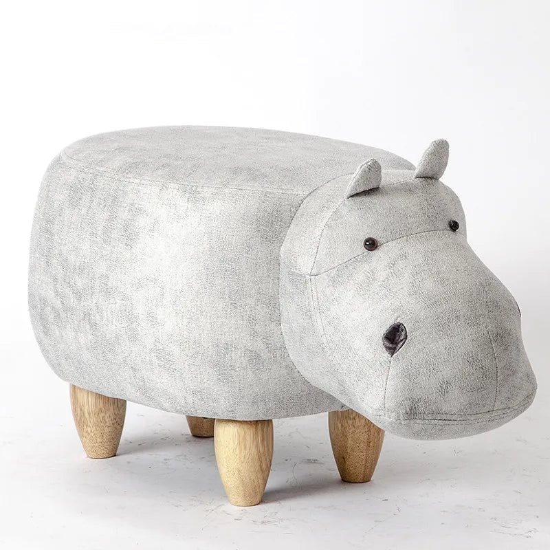 Hippo Shaped Animal Ottoman Storage Footrest  Hippo Stool Pouf