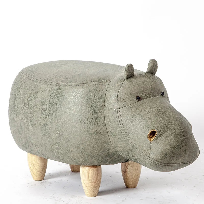 Hippo Shaped Animal Ottoman Storage Footrest  Hippo Stool Pouf